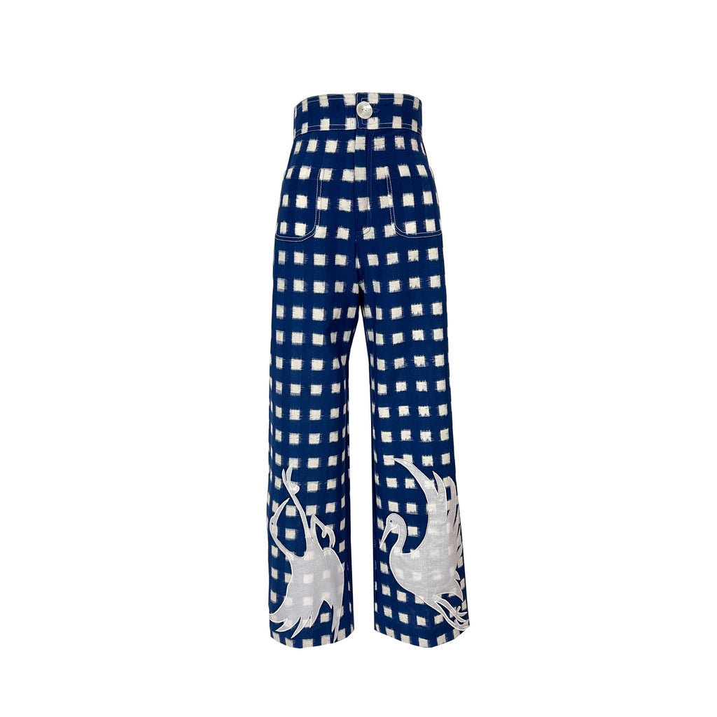 Blue  Embroidery Picnic Trousers