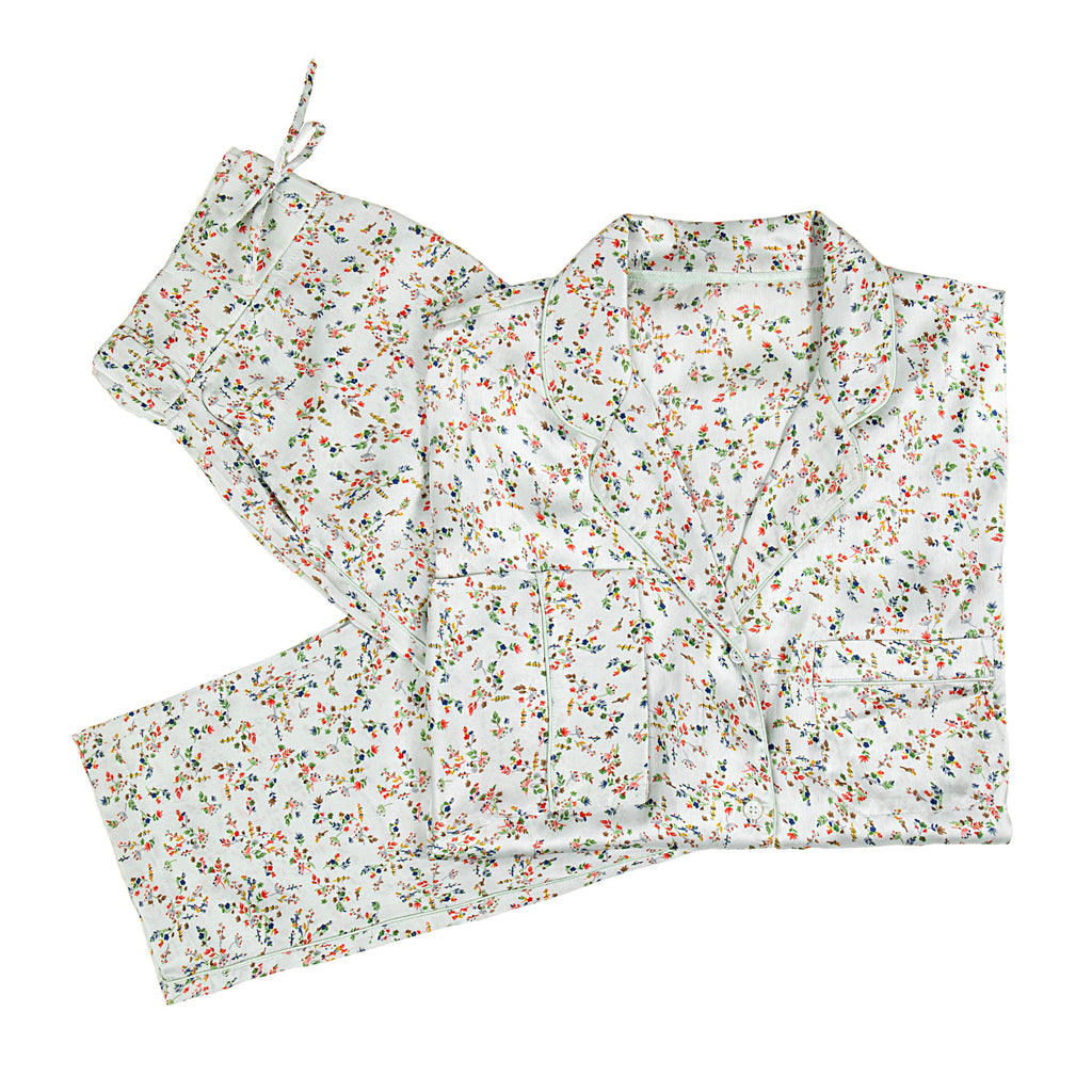 BIRDIE SATIN LONG FLORAL PAJAMAS