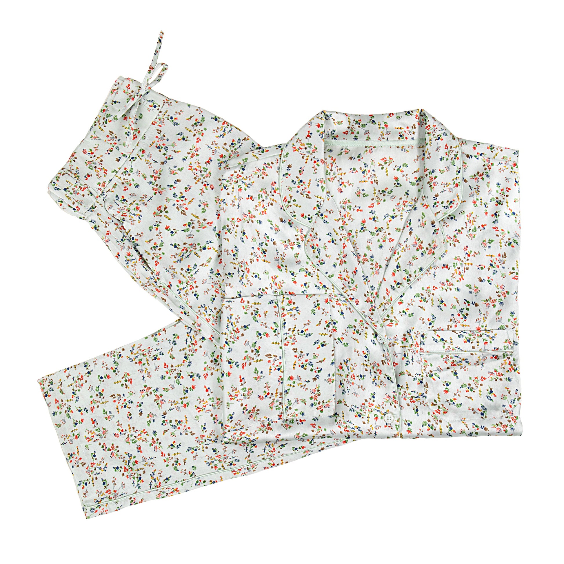 BIRDIE SATIN LONG FLORAL PAJAMAS