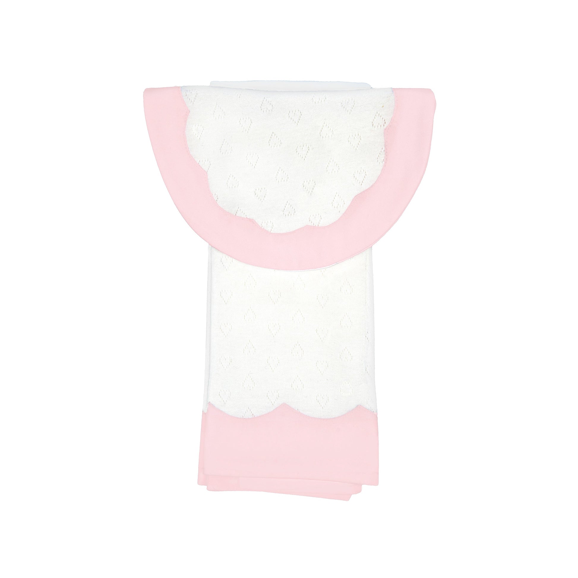 BABY SCALLOPED HEART COTTON KNIT BIB & BURP SET