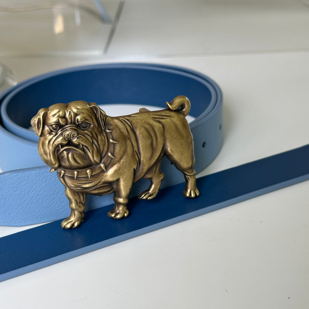 Atlantic Navy & Chambray Reversible Leather Belt | 3cm