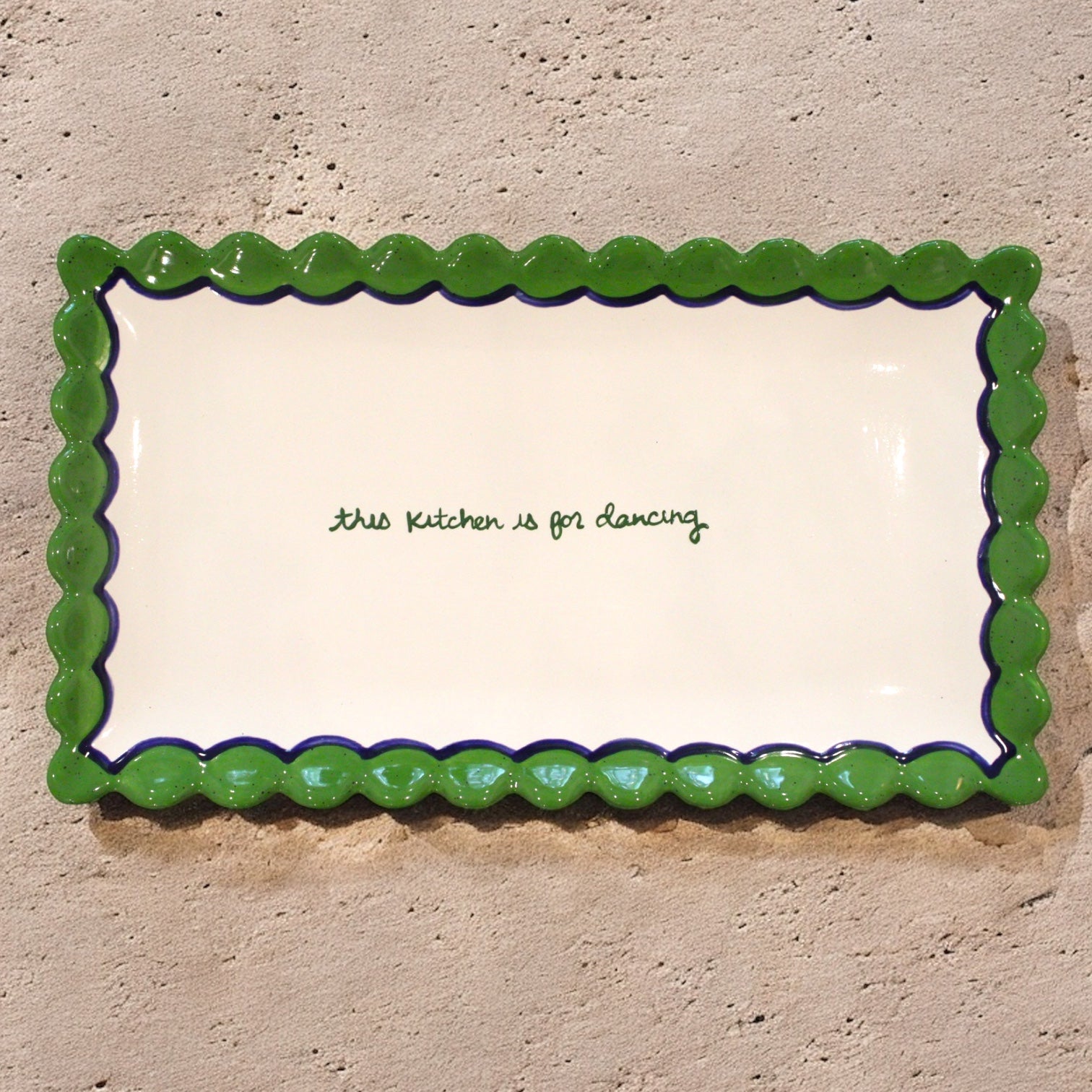 Hand-painted “this kitchen is for dancing” Scalloped Tray