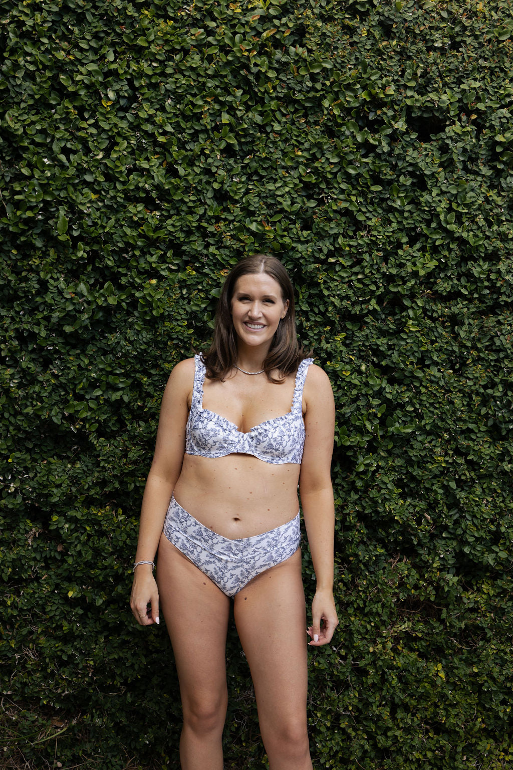 The Daphne Top - Blue Toile Ruffle