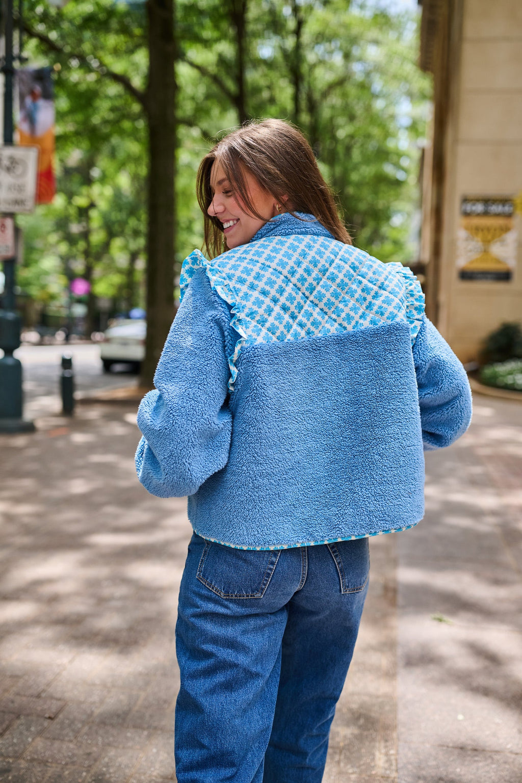 Isabella Sherpa Jacket - Blue Clover