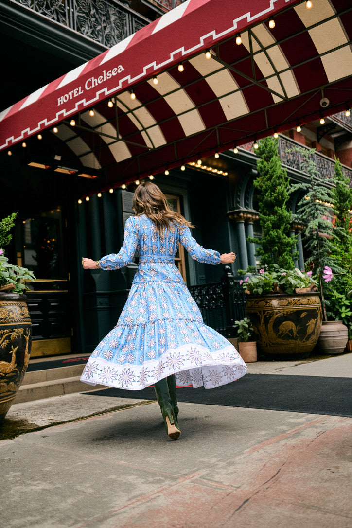 Banyan Long Sleeve Dress - Blue Daisy