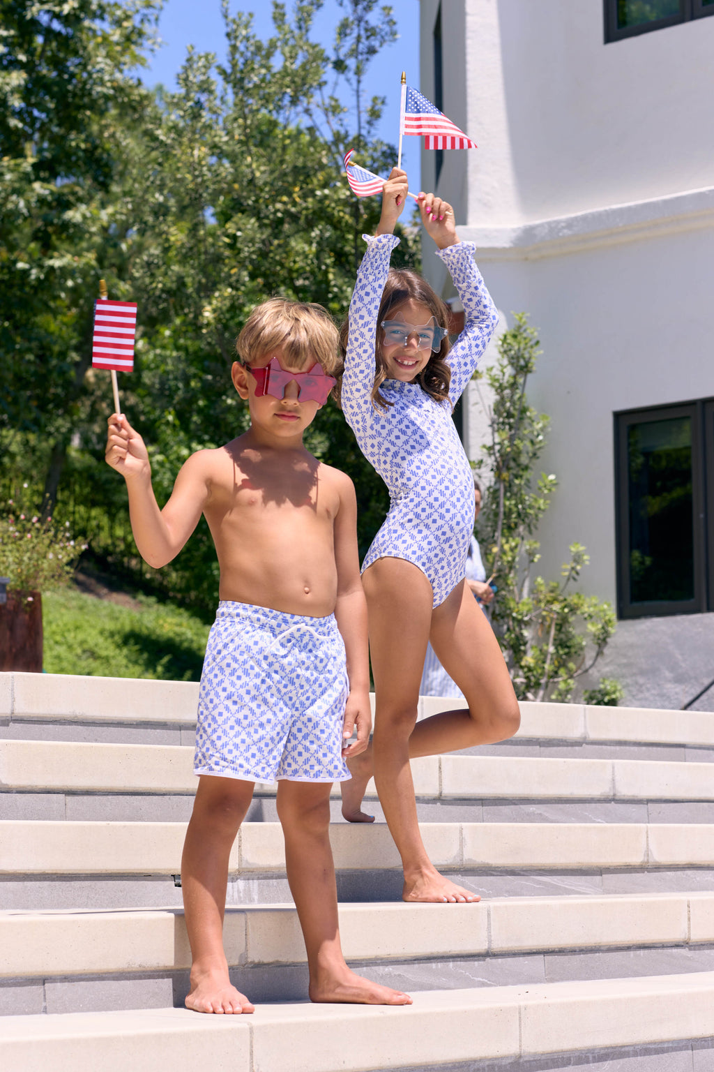 Little Pete Boys Trunks in Santorini Dots