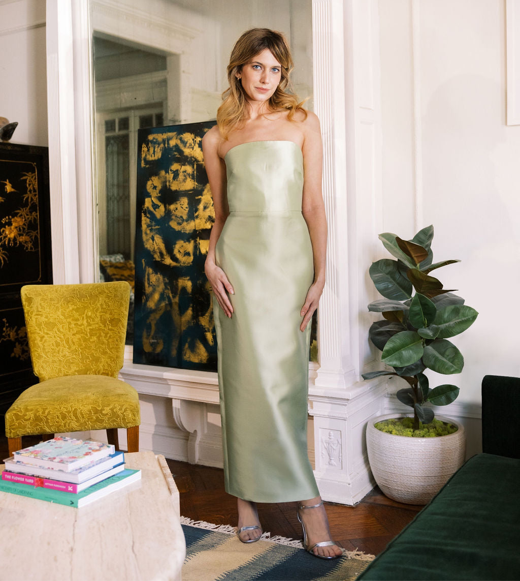 MASON by MASON'S DAUGHTER | Margot Dress, Champagne Green Silk Wool