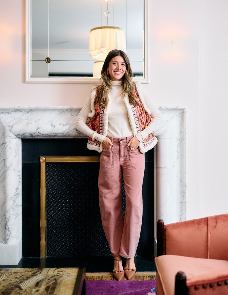 Willow Sherpa Vest - Farmhouse Pink