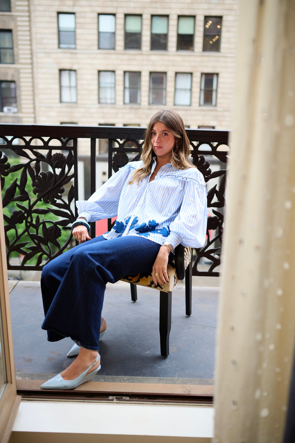 Frankie Blouse - Blue Stripe