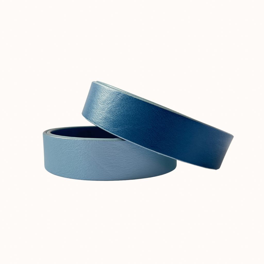 Atlantic Navy & Chambray Reversible Leather Belt | 3cm