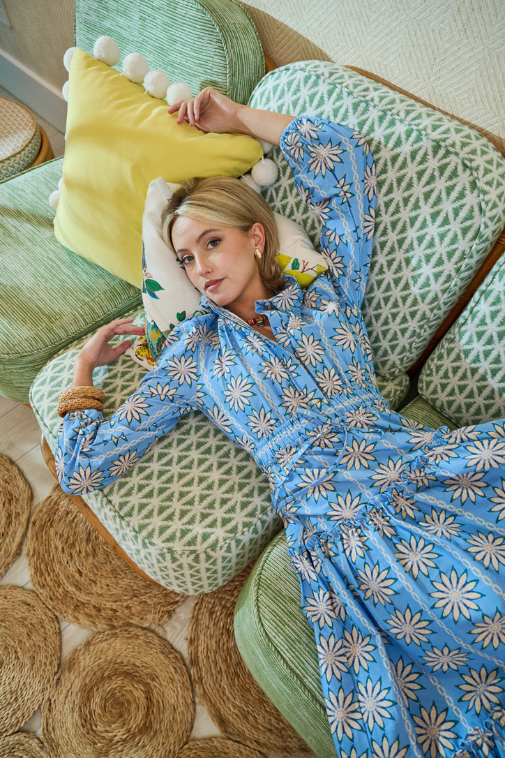 Banyan Long Sleeve Dress - Blue Daisy