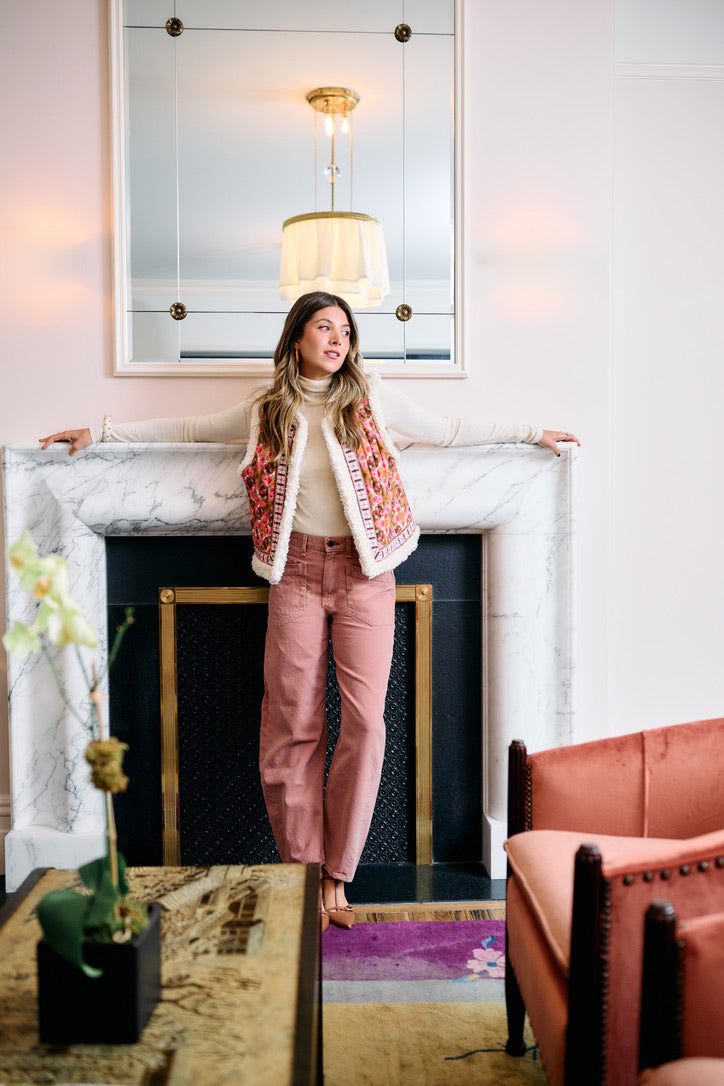 Willow Sherpa Vest - Farmhouse Pink