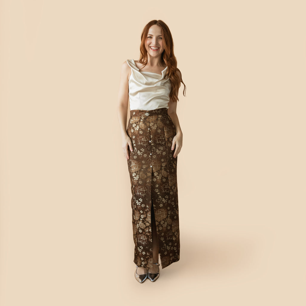 MASON by MASON'S DAUGHTER Leighton Skirt, Brown Jacquard
