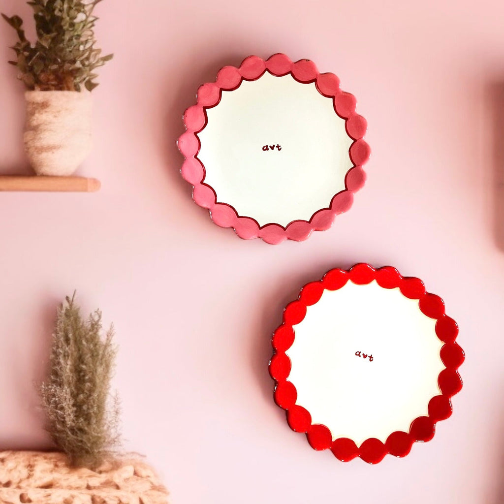 "the ♥️ initials" Scalloped Dessert Plates/Collection of Two