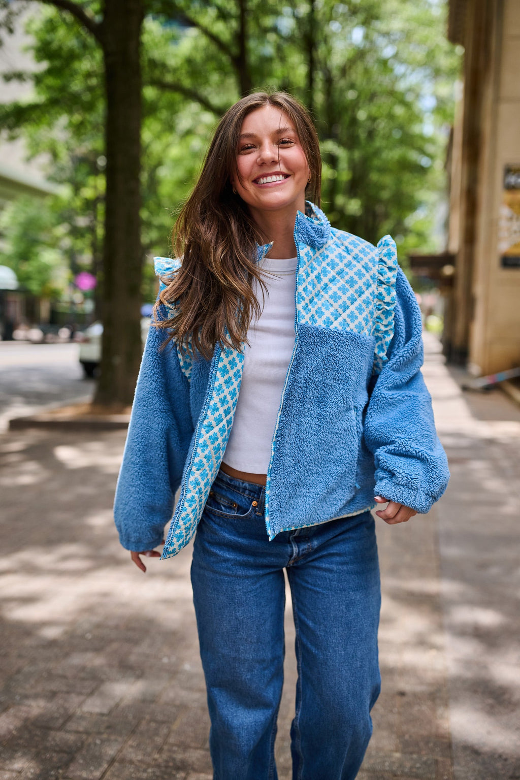 Isabella Sherpa Jacket - Blue Clover