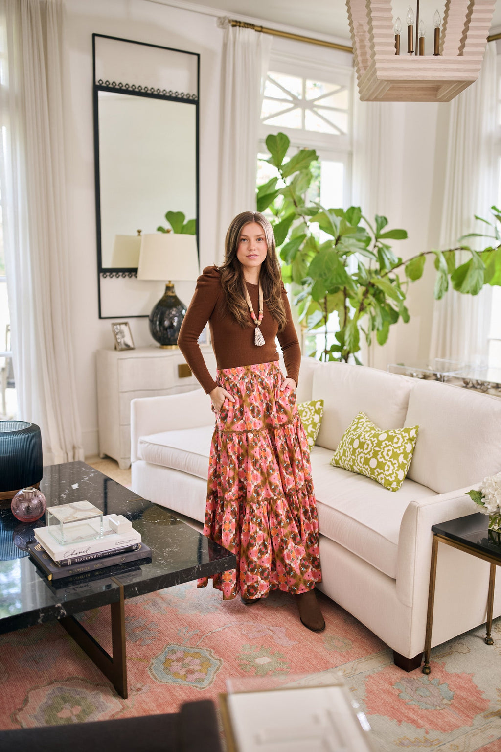 Jess Tiered Maxi Skirt - Farmhouse Pink