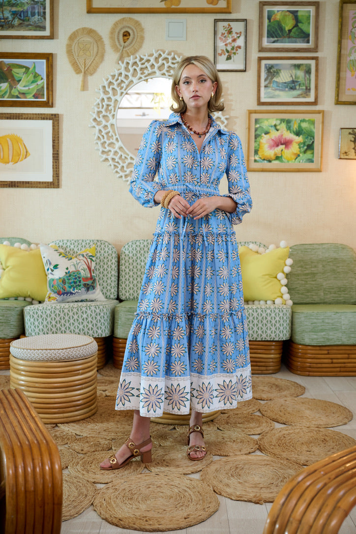 Banyan Long Sleeve Dress - Blue Daisy