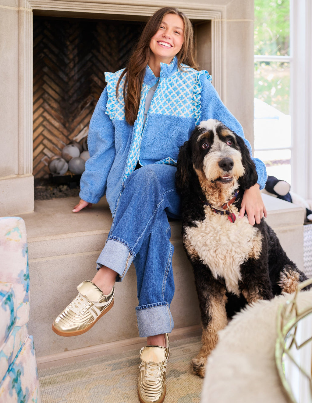 Isabella Sherpa Jacket - Blue Clover