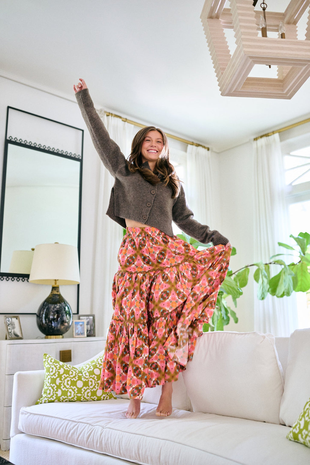 Jess Tiered Maxi Skirt - Farmhouse Pink