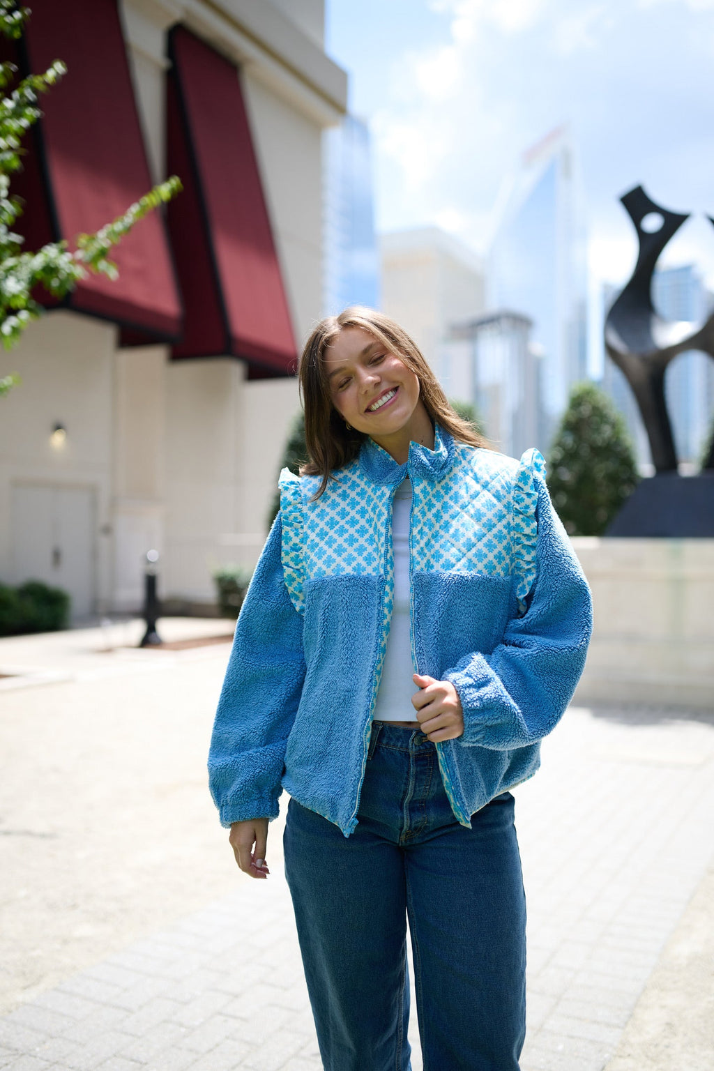 Isabella Sherpa Jacket - Blue Clover