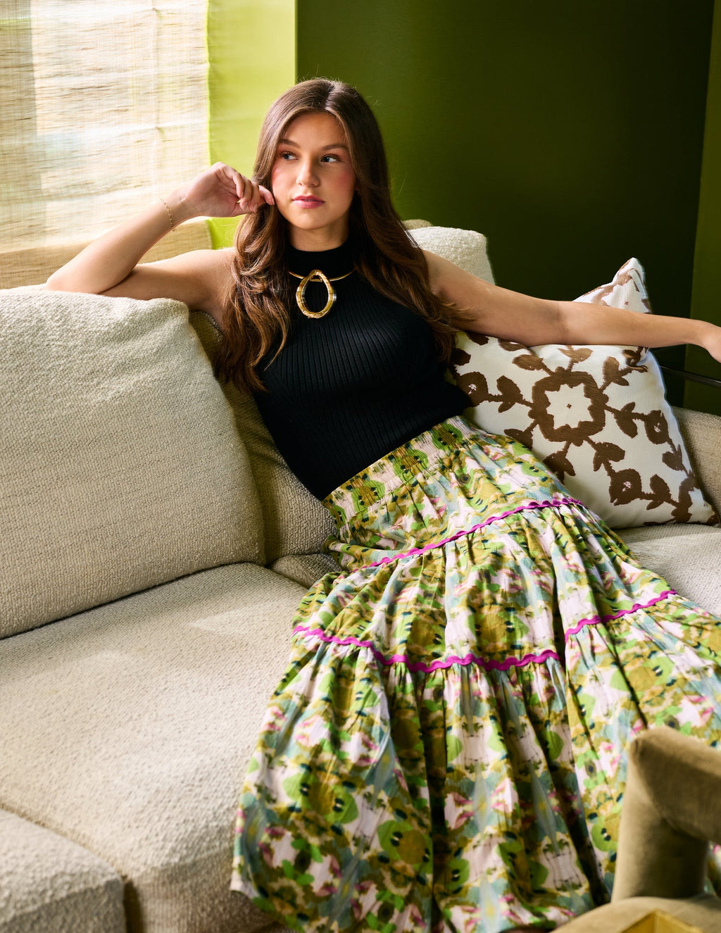 Jess Tiered Maxi Skirt - Camo