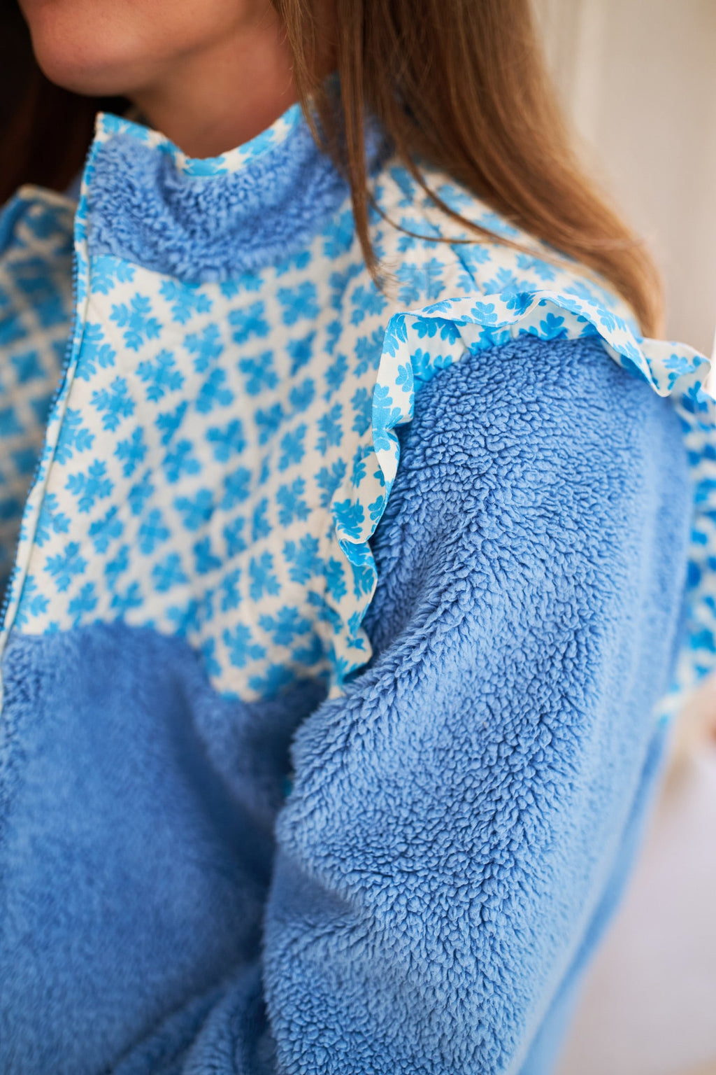 Isabella Sherpa Jacket - Blue Clover