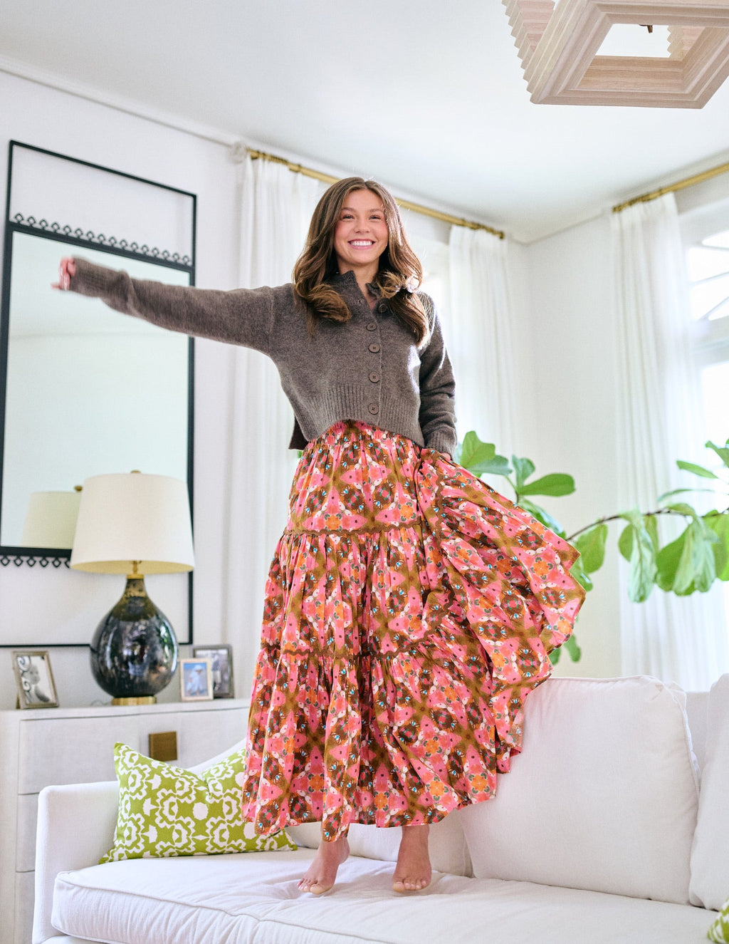 Jess Tiered Maxi Skirt - Farmhouse Pink