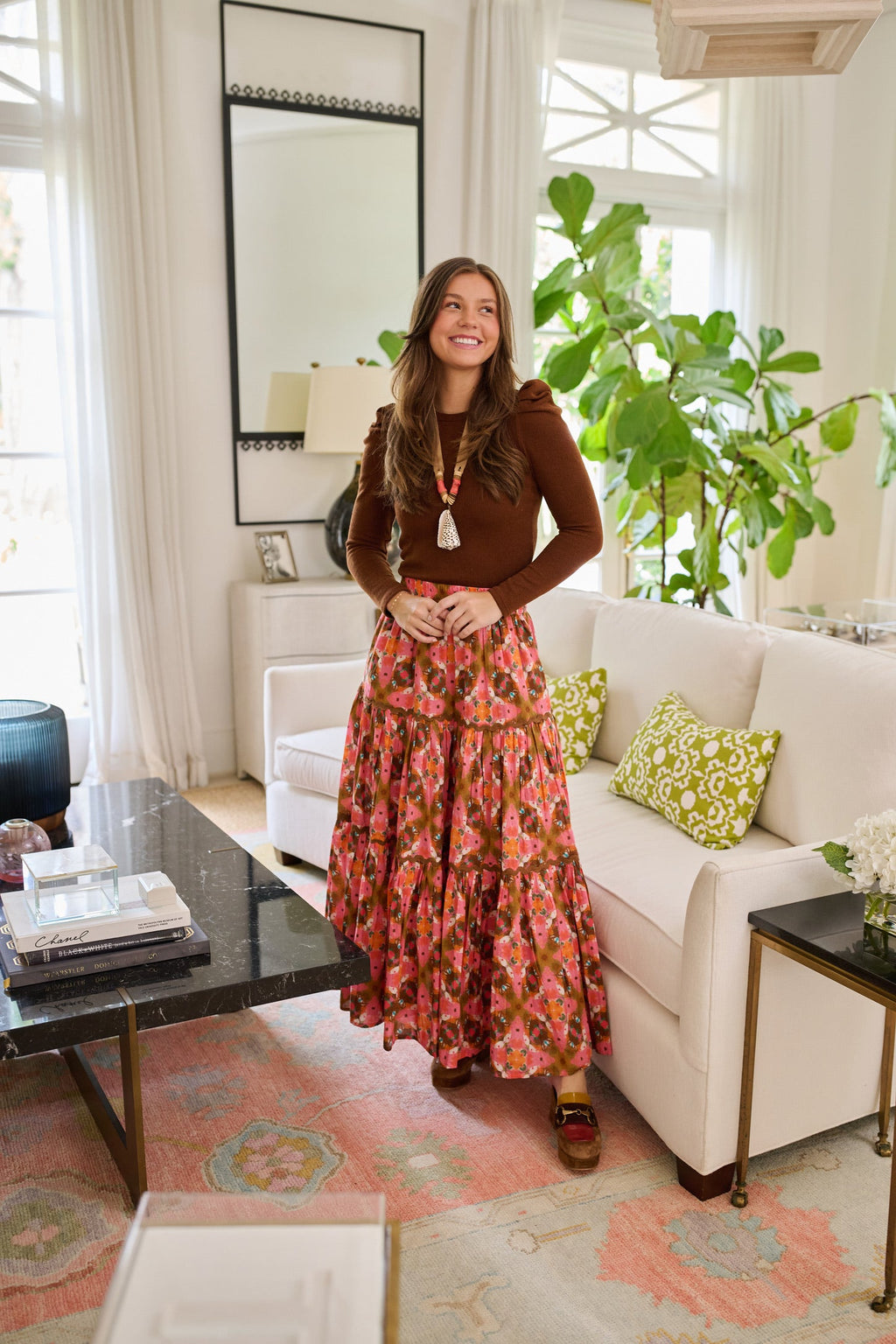 Jess Tiered Maxi Skirt - Farmhouse Pink