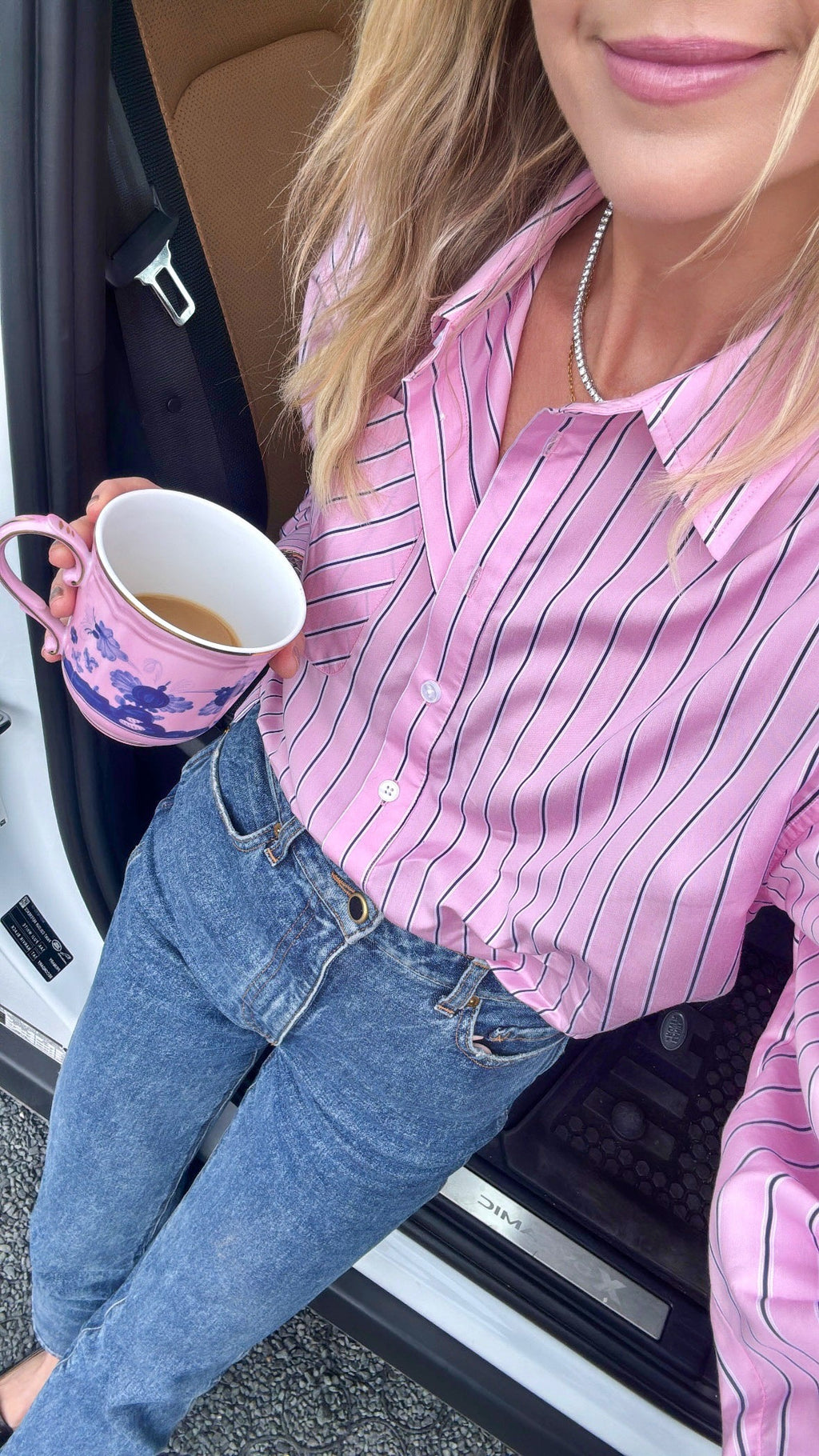 MASON'S DAUGHTER | the Cropped Cuff Boyfriend Shirt, Pink Striped Poplin