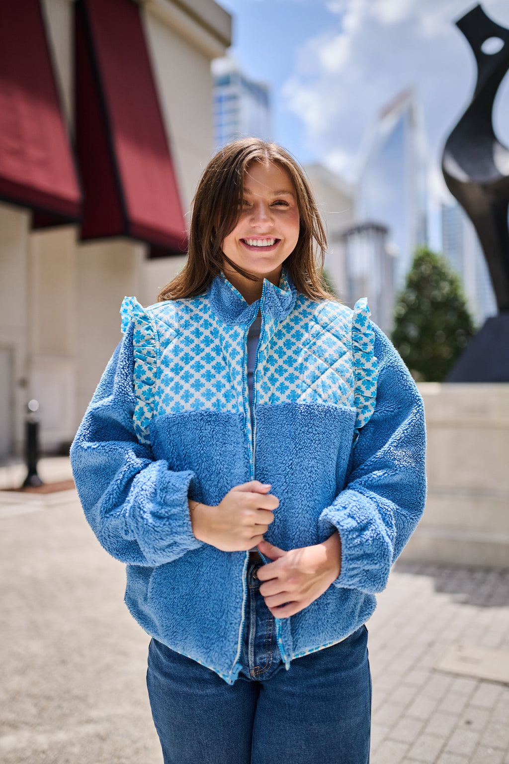 Isabella Sherpa Jacket - Blue Clover