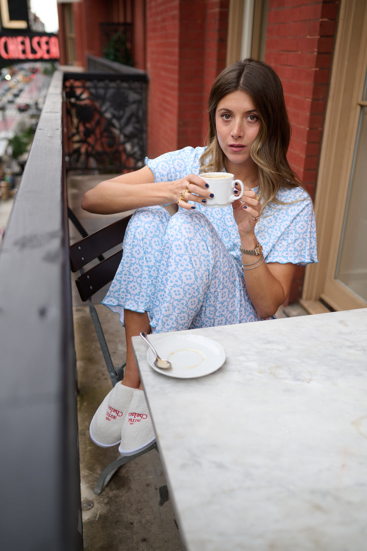 Margarie Pajama Short Sleeve & Pants - Porto Blue