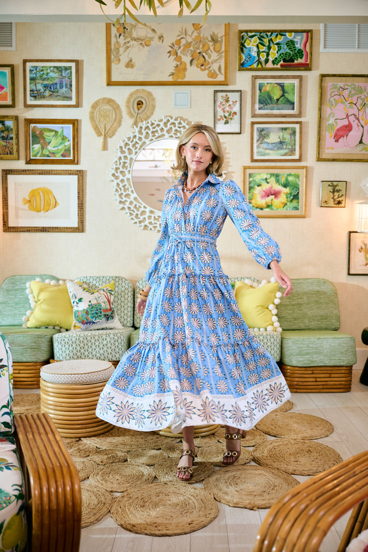 Banyan Long Sleeve Dress - Blue Daisy