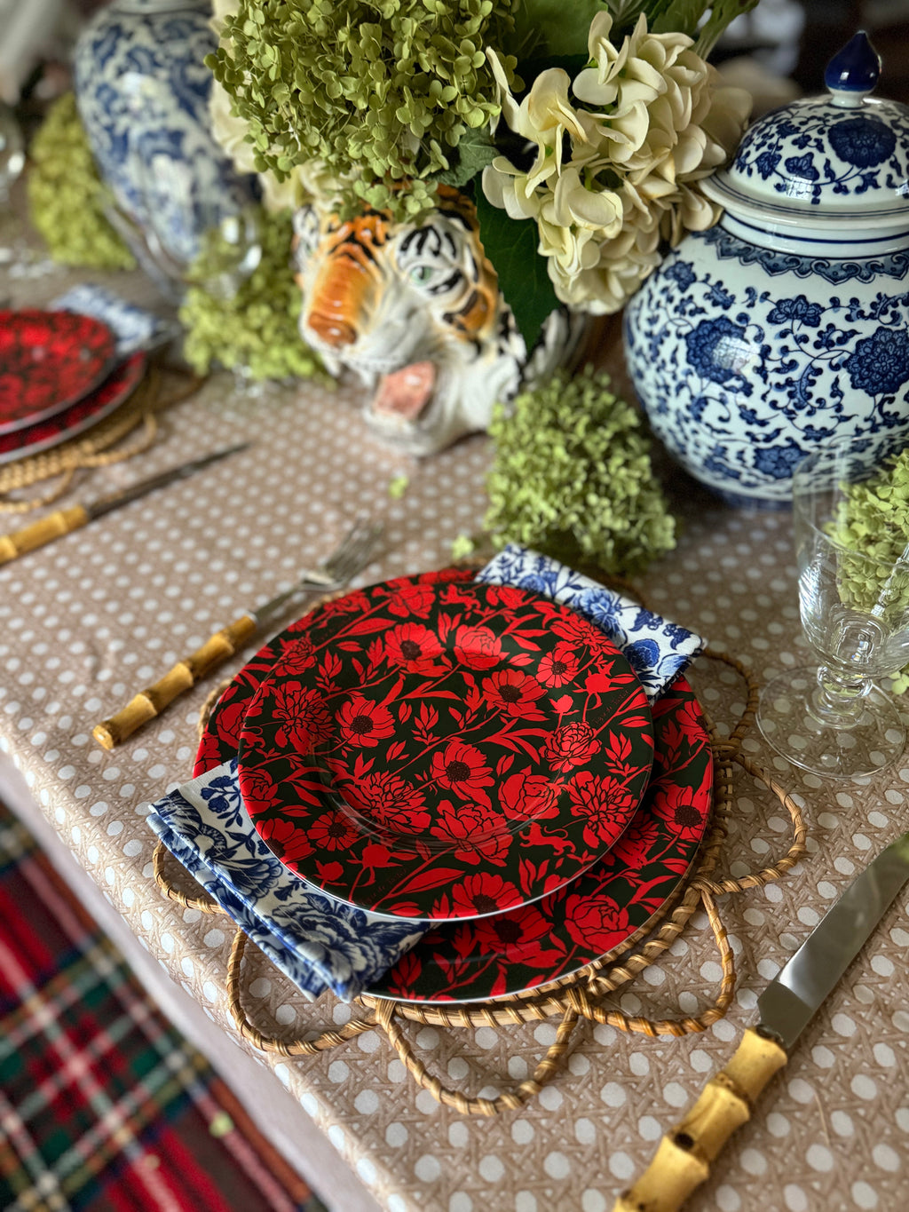 10" Melamine Dinner Plate, ITALIAN PEONY, Set of 6