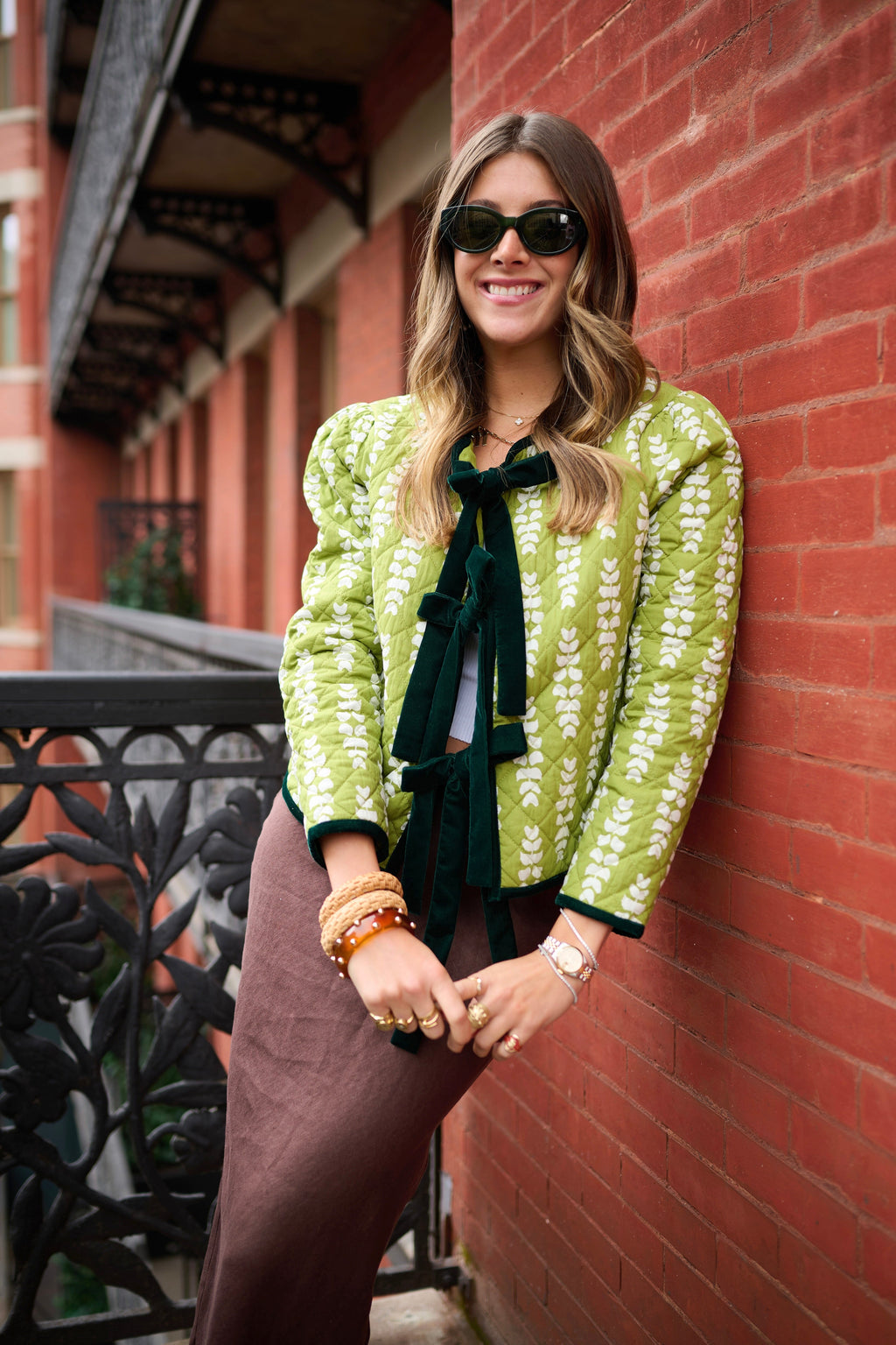 Quilted Rosy Jacket - Green Leaf