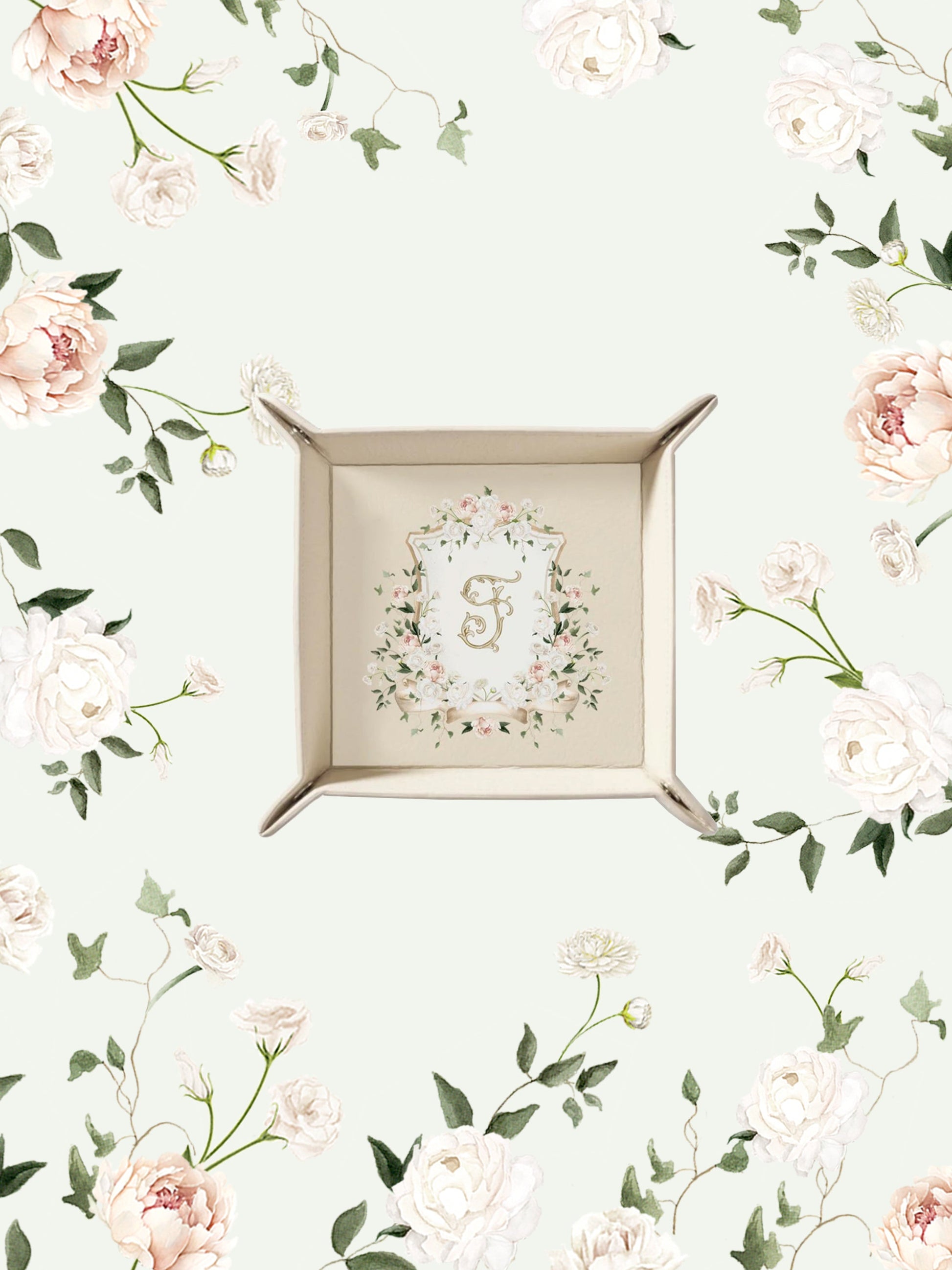 Blush Crest Beige Tray | Bridal by Emily Mayne Studio x ALEPEL