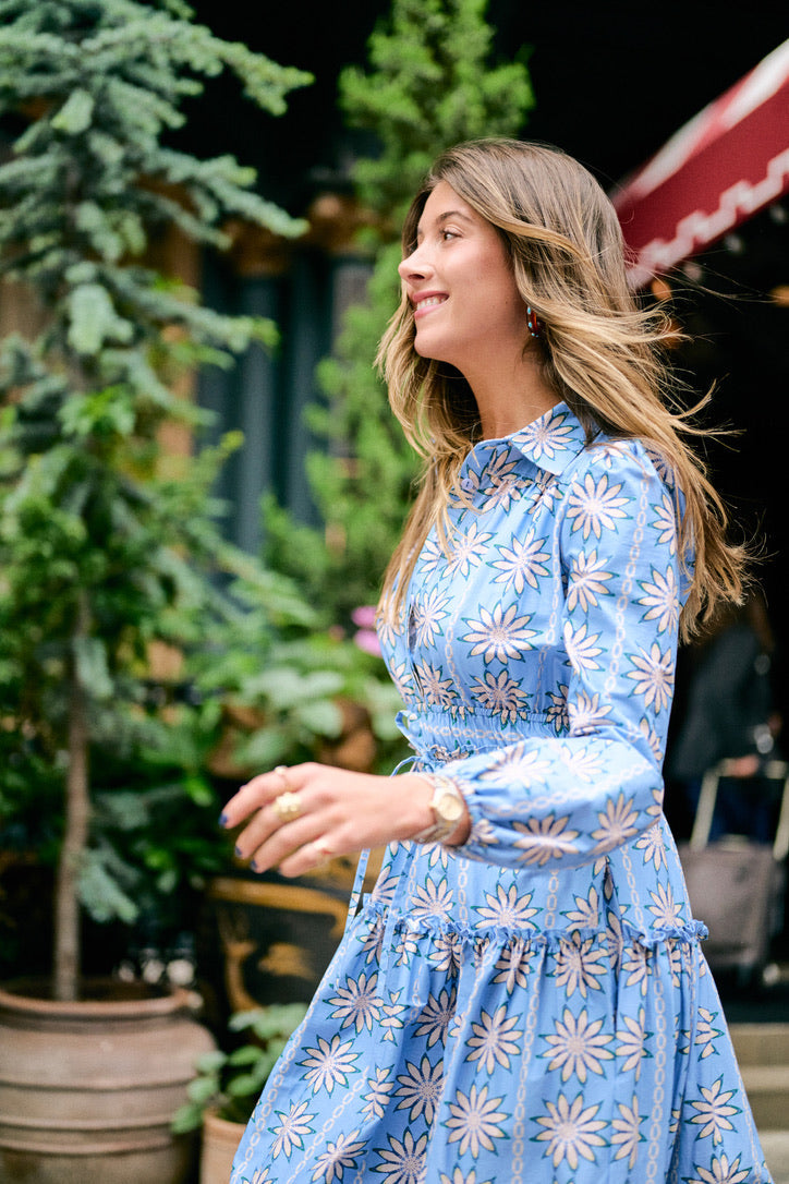 Banyan Long Sleeve Dress - Blue Daisy