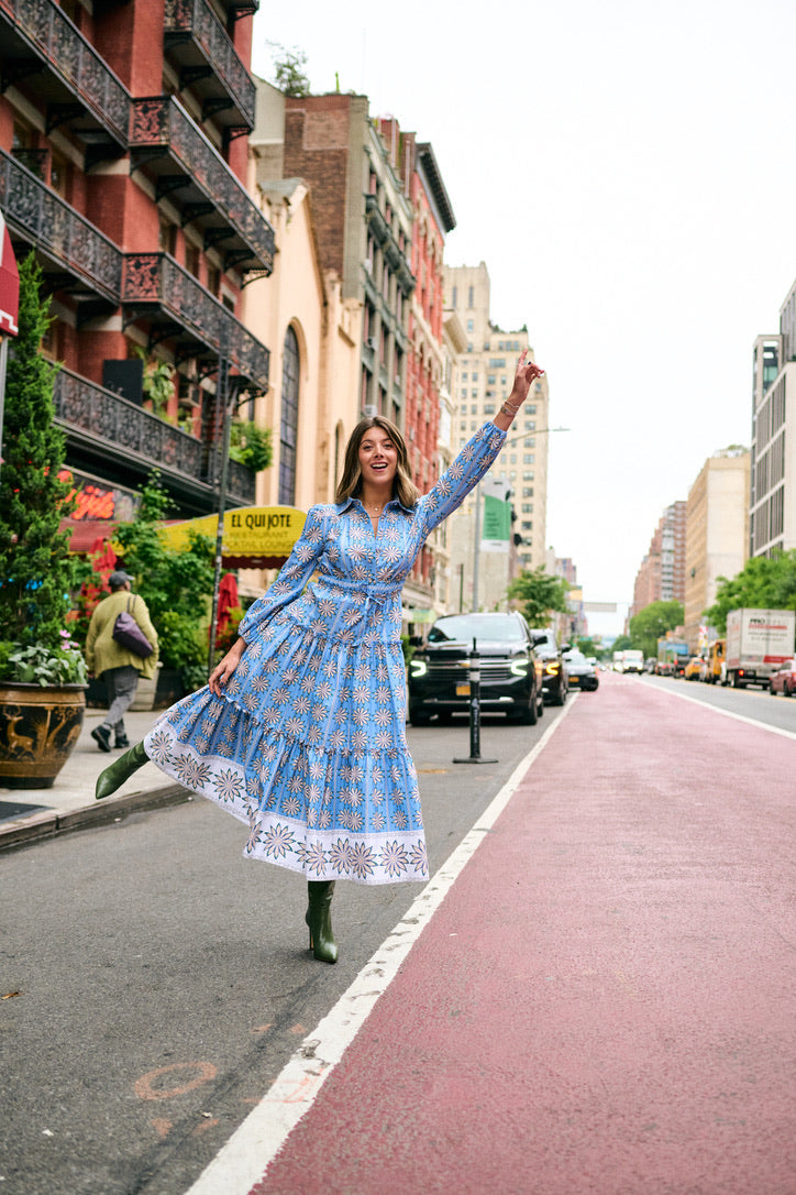 Banyan Long Sleeve Dress - Blue Daisy
