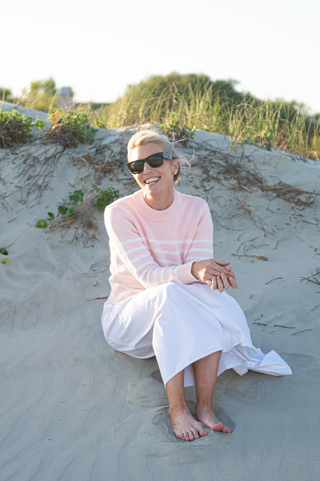 Blush White Stripe Sweater