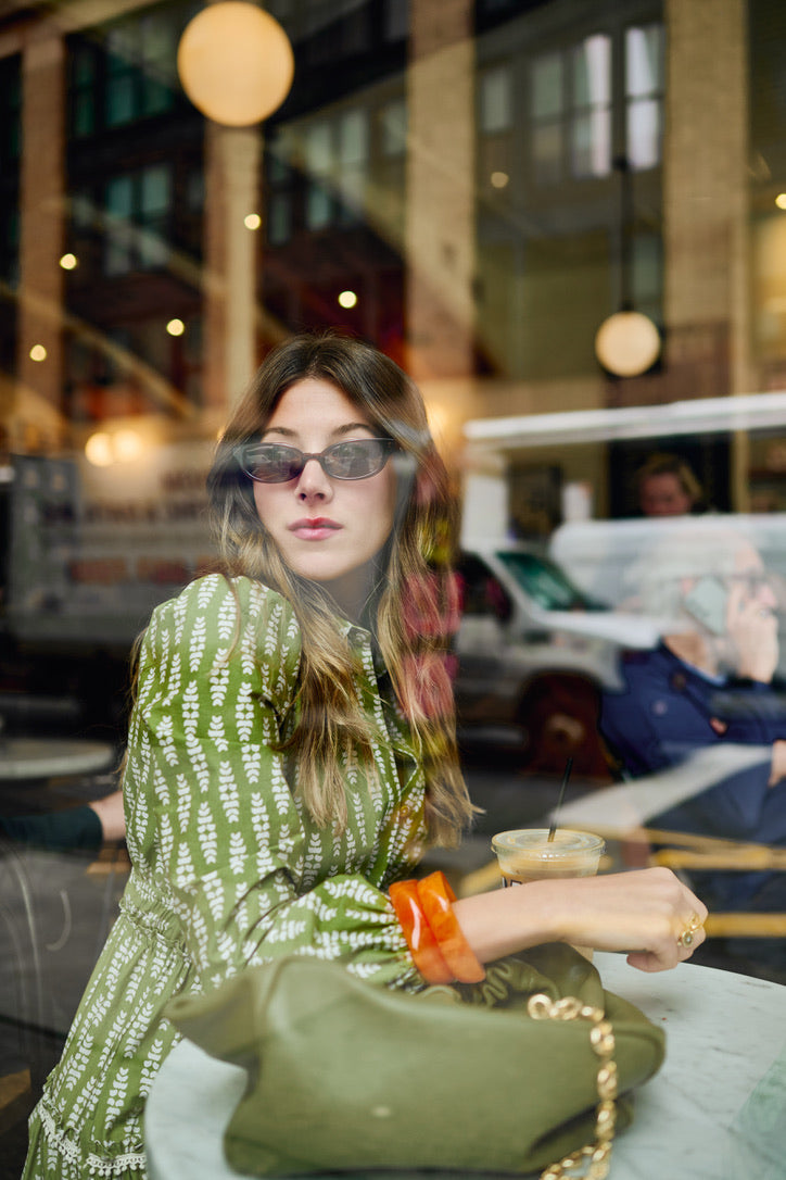 Banyan Long Sleeve Dress - Green Leaf