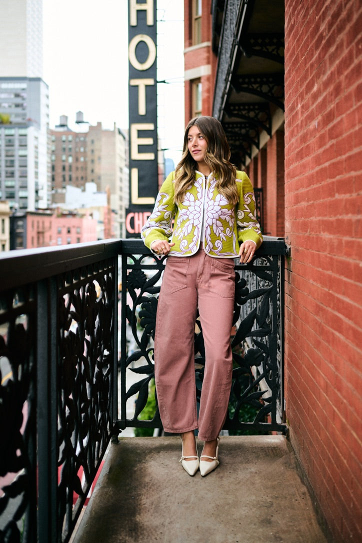 Mimi Quilted Jacket - Pear Trapunto