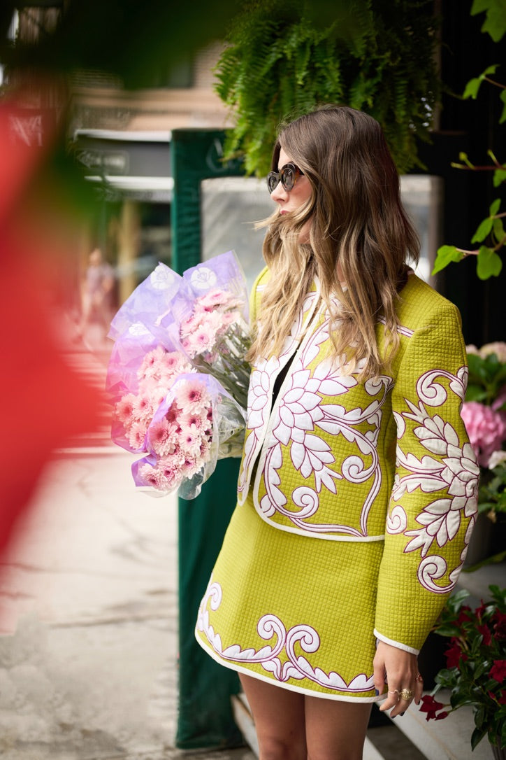 Mimi Quilted Jacket - Pear Trapunto