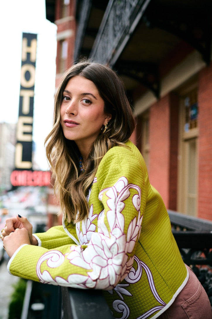 Mimi Quilted Jacket - Pear Trapunto