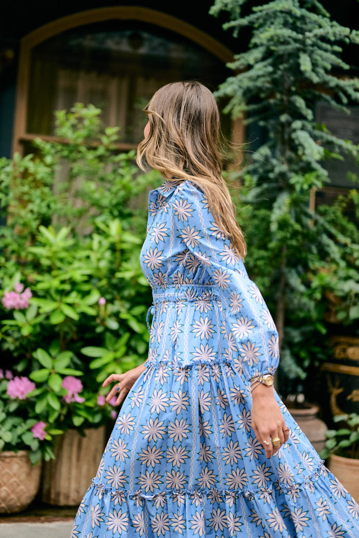 Banyan Long Sleeve Dress - Blue Daisy