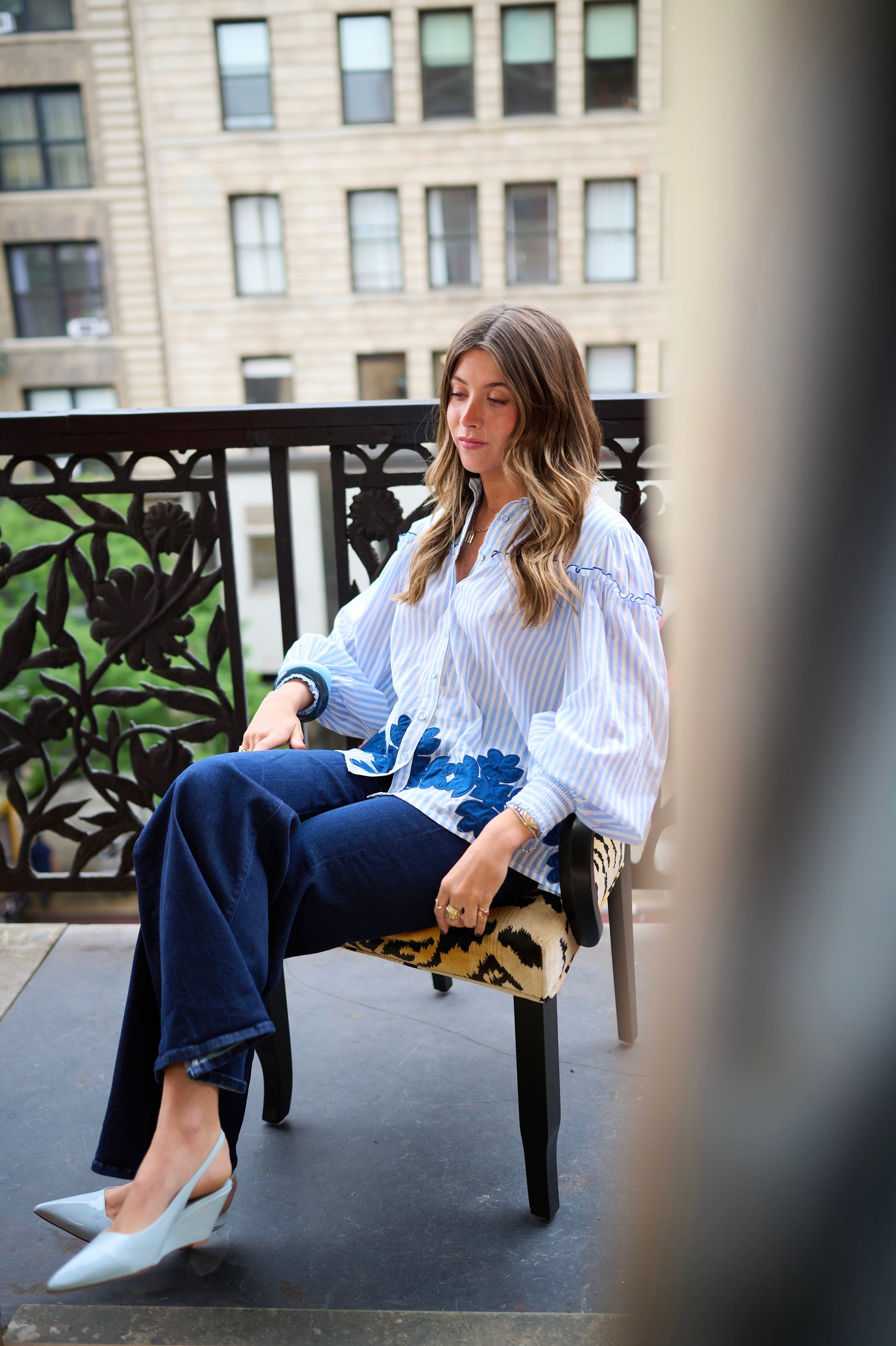 Frankie Blouse - Blue Stripe