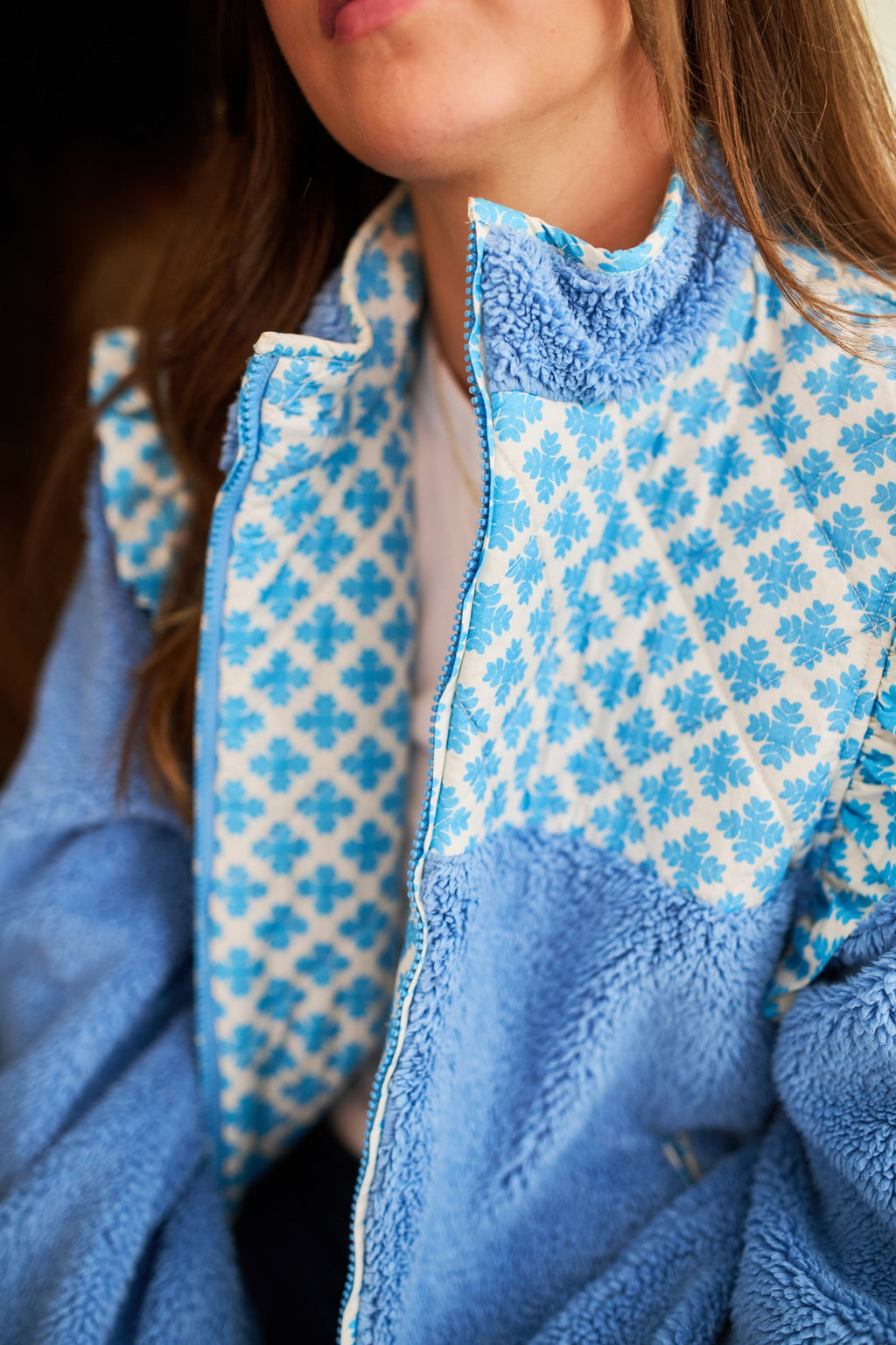 Isabella Sherpa Jacket - Blue Clover