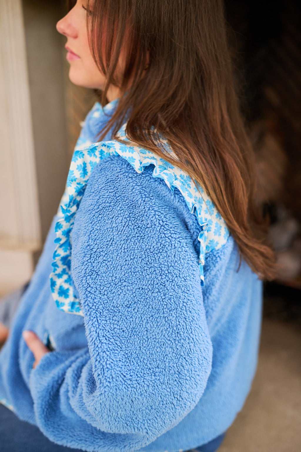 Isabella Sherpa Jacket - Blue Clover