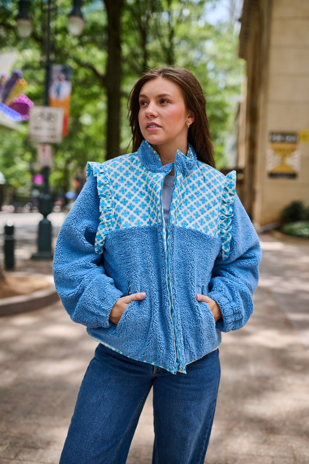 Isabella Sherpa Jacket - Blue Clover