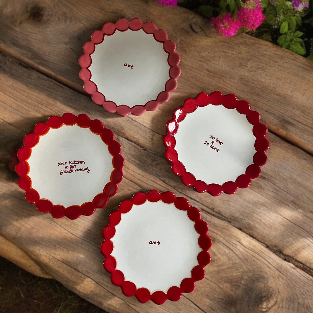 "the ♥️ initials" Scalloped Dessert Plates/Collection of Two