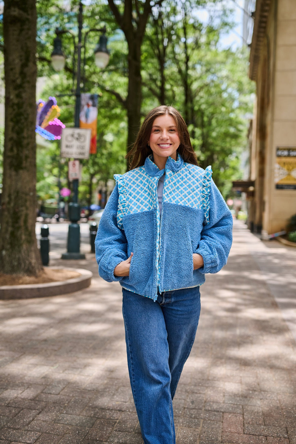 Isabella Sherpa Jacket - Blue Clover