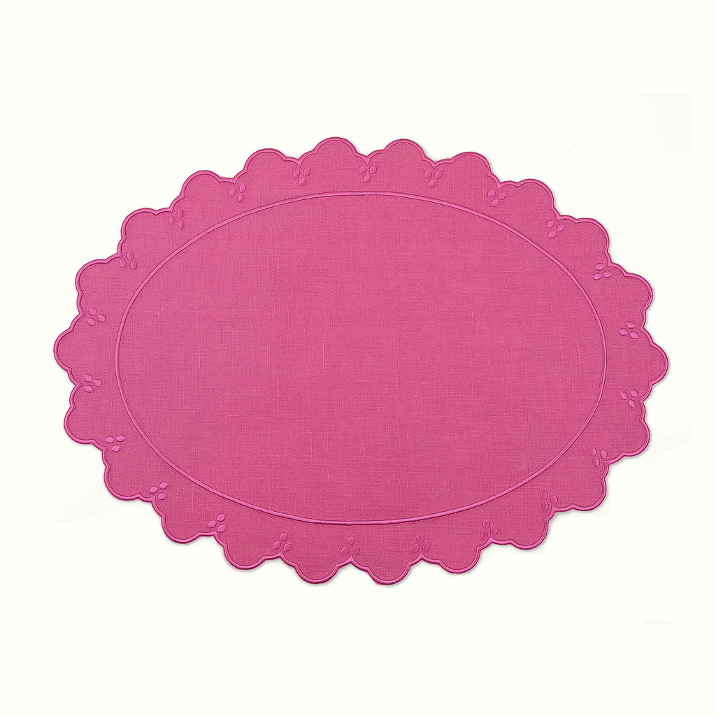 Eloise Pink Oval Linen Placemat